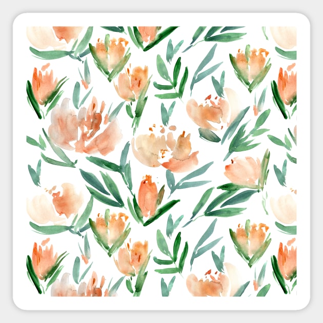 Apricot peonies bloom - watercolor flowers Sticker by katerinaizotova